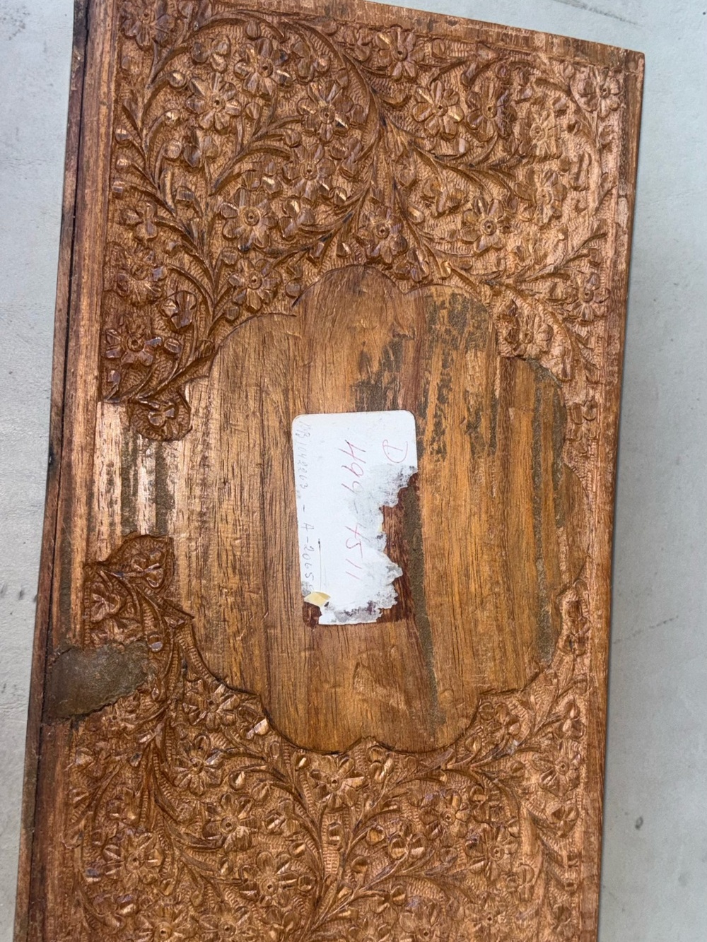 Vintage Farmhouse Wooden Carved Mail Organizer - Natural Brown / inlayed - Picture 5 of 9